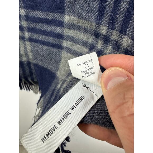 J. Crew Wool Baby Alpaca Scarf Blue Grey Plaid 68x12 - Picture 4 of 8
